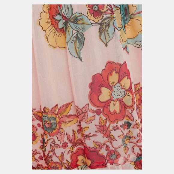 RED Valentino Bird and Floral Print Midi Dress in Pink and Green - Picture 4 of 11